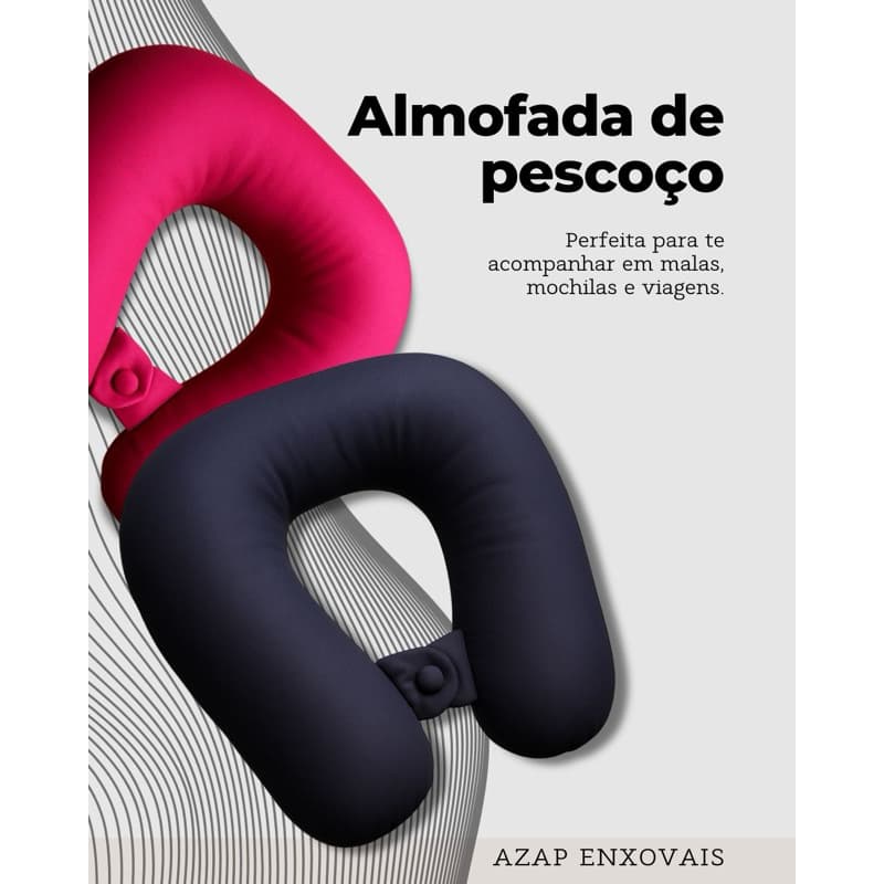 Almofada de Pescoço Premium Fecho em Botão - Travesseiro Viagem e Descanso