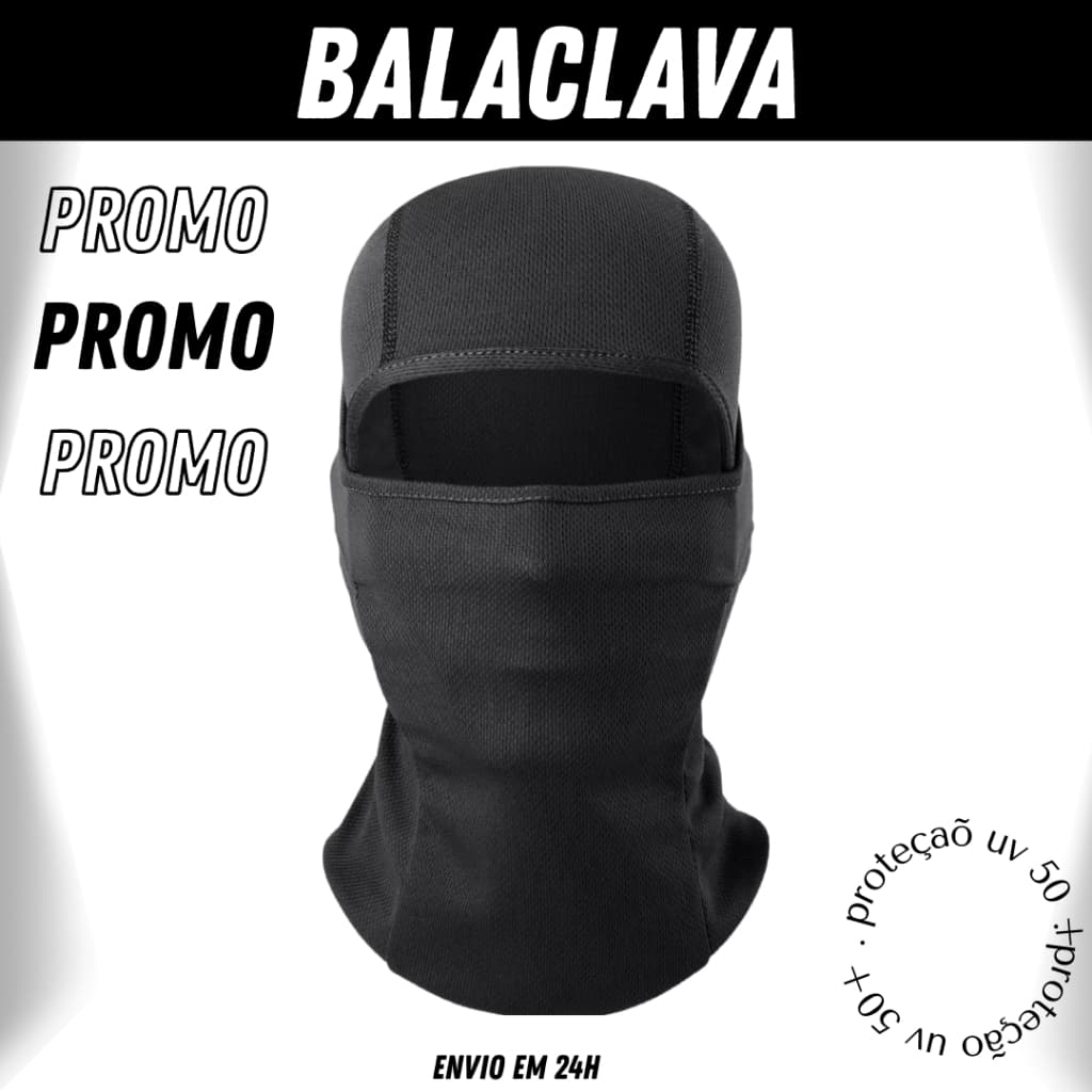 Touca Ninja Balaclava Toca UV+50 Proteção Solar Térmica Motoqueiro Motoboy touca preta