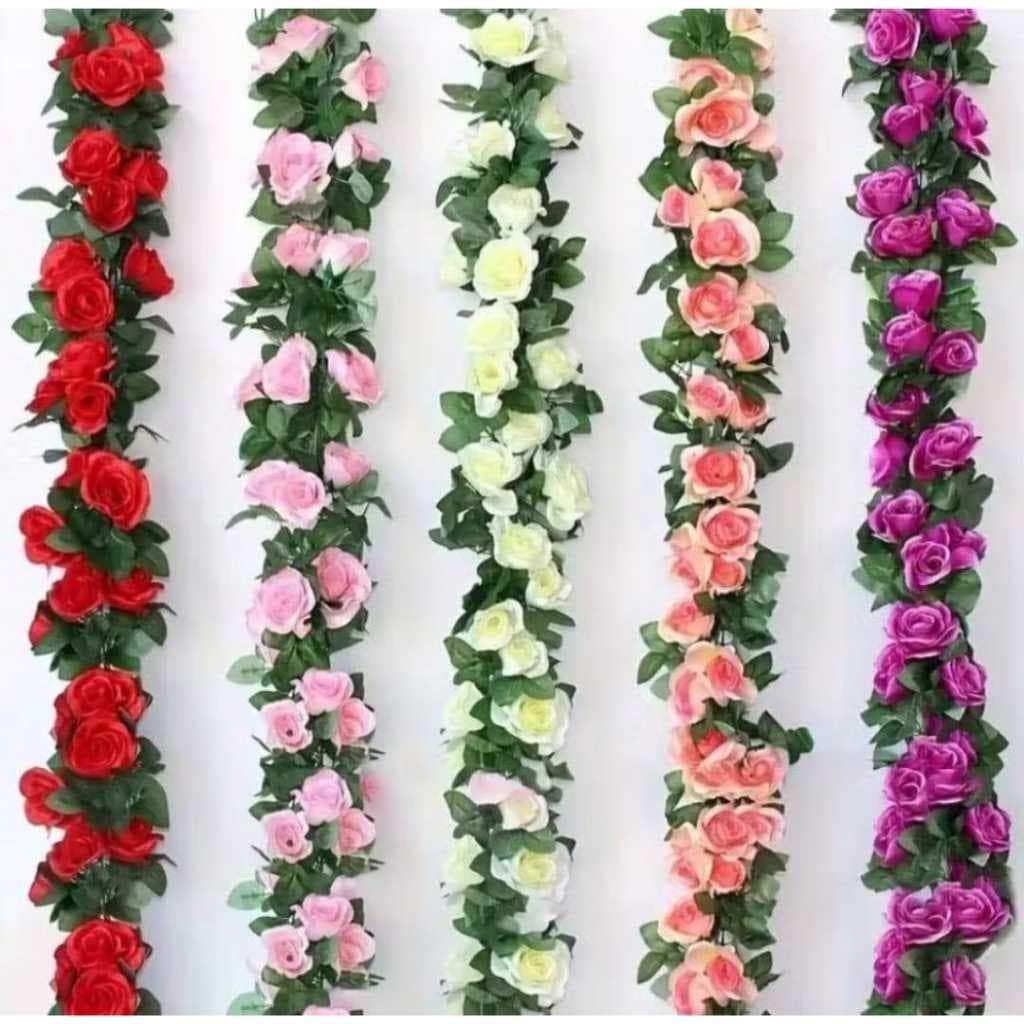 Cordão De Flores Primavera Outono 2m Artificial Plantas Folhagem Rosas