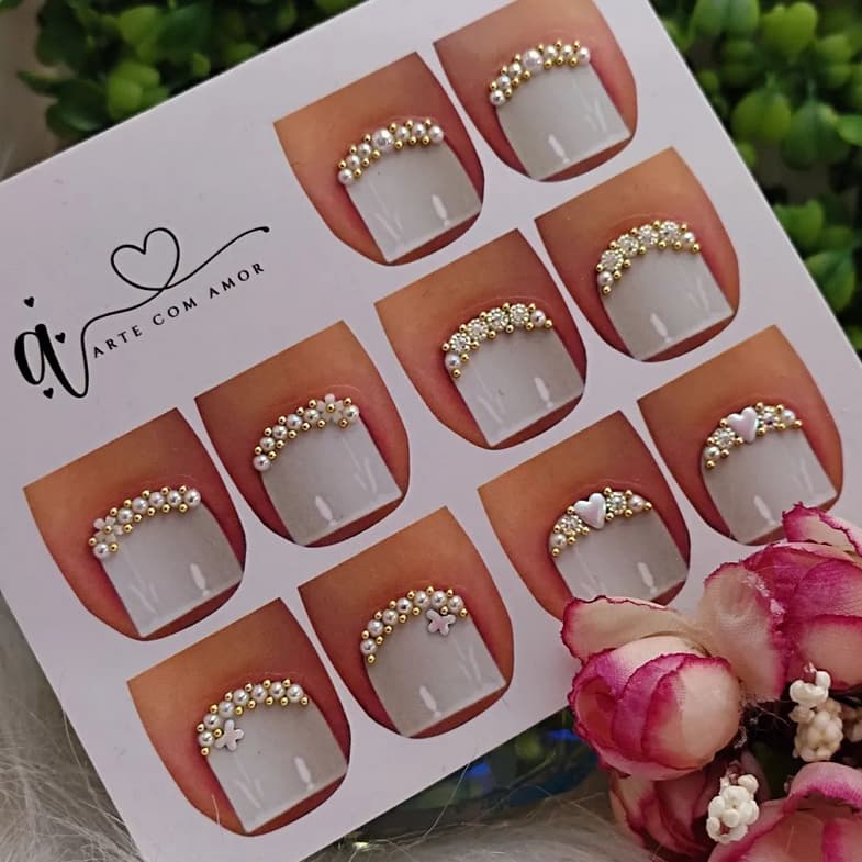 Cartela de pingentes 10 joias para unhas dos pés = 05 pares