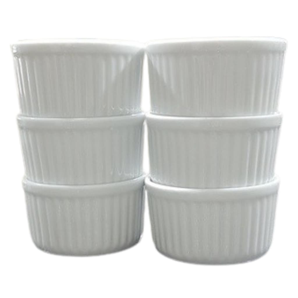 Kit 6 Ramequim 150ml Forma canelada - Porcelana VAI AO FORNO E MICRO ONDAS