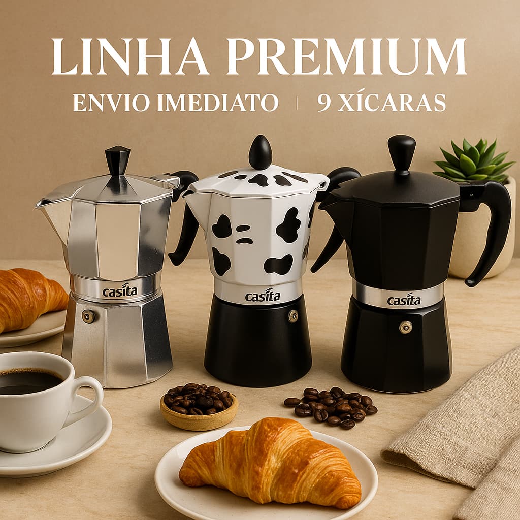 Cafeteira Italiana Moka Portátil 300ml e 450ml 6 e 9 Xícaras Premium Envio Imediato
