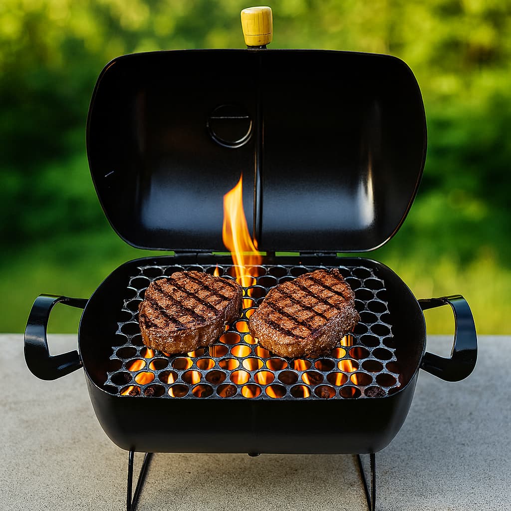 Churrasqueira Portátil Bafo Carvão com Tampa Para Casa Camping Pesca Apartamento