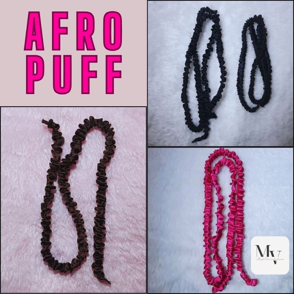 Amarrador de cetim para afro Puff, scrunchies, Elástico 60cm (esticado mede 130cm) Anti frizz