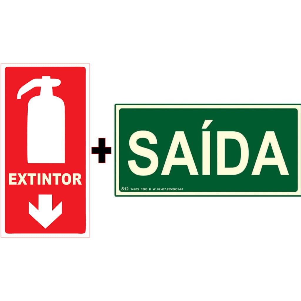 kit placa EXTINTOR + SAIDA 10X20 FOTOLUMINESCENTE PVC