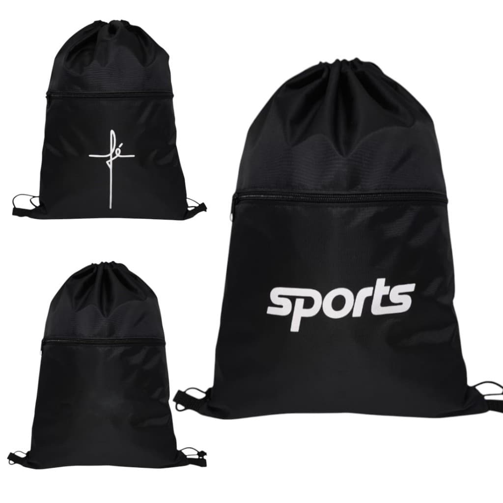 Mochila sacola esportiva academia Gym Bag unissex impermeável Fé, ESPORTS e liso