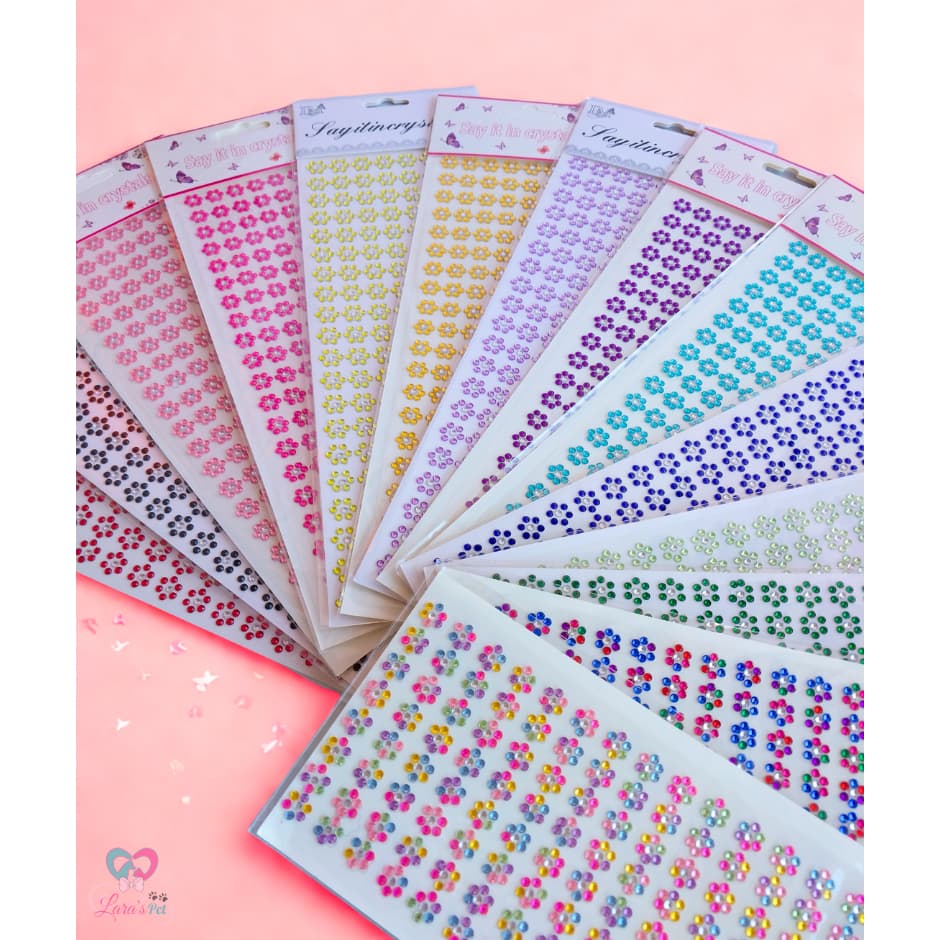 Cartela de Brilho Adesivo para Pet - 3 unidades com 160 adesivos - Cores variadas