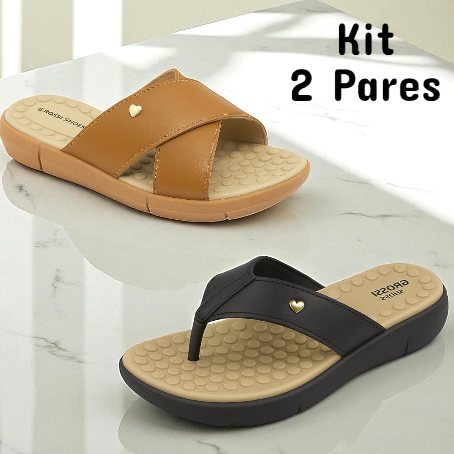 Kit 2 Pares Tamanco Feminino Ortopédico Massageador