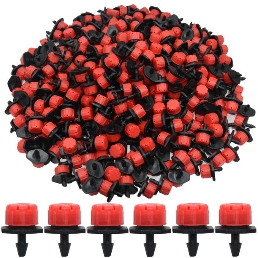 Kit com 100 Unidades Gotejador Micro Irrigação Ajustável 0-70 L/h p/ Jardim, Vaso e Agricultura