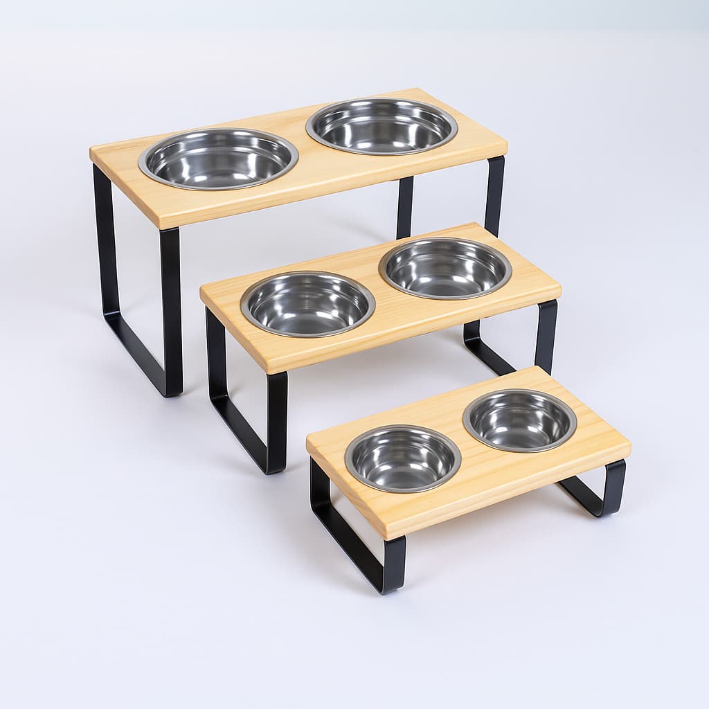 Suporte Duplo Elevado Comedouro Bebedouro Alimentador Pet Cachorro Gato Comedor Pote Inox Tigela