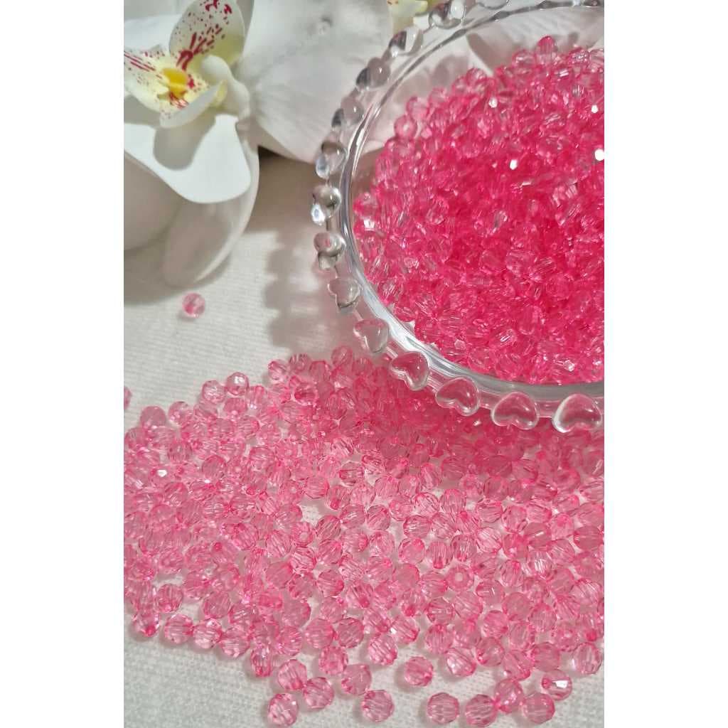 Miçanga Bola Sextavada 6mm de Cristal Acrílico Colorida