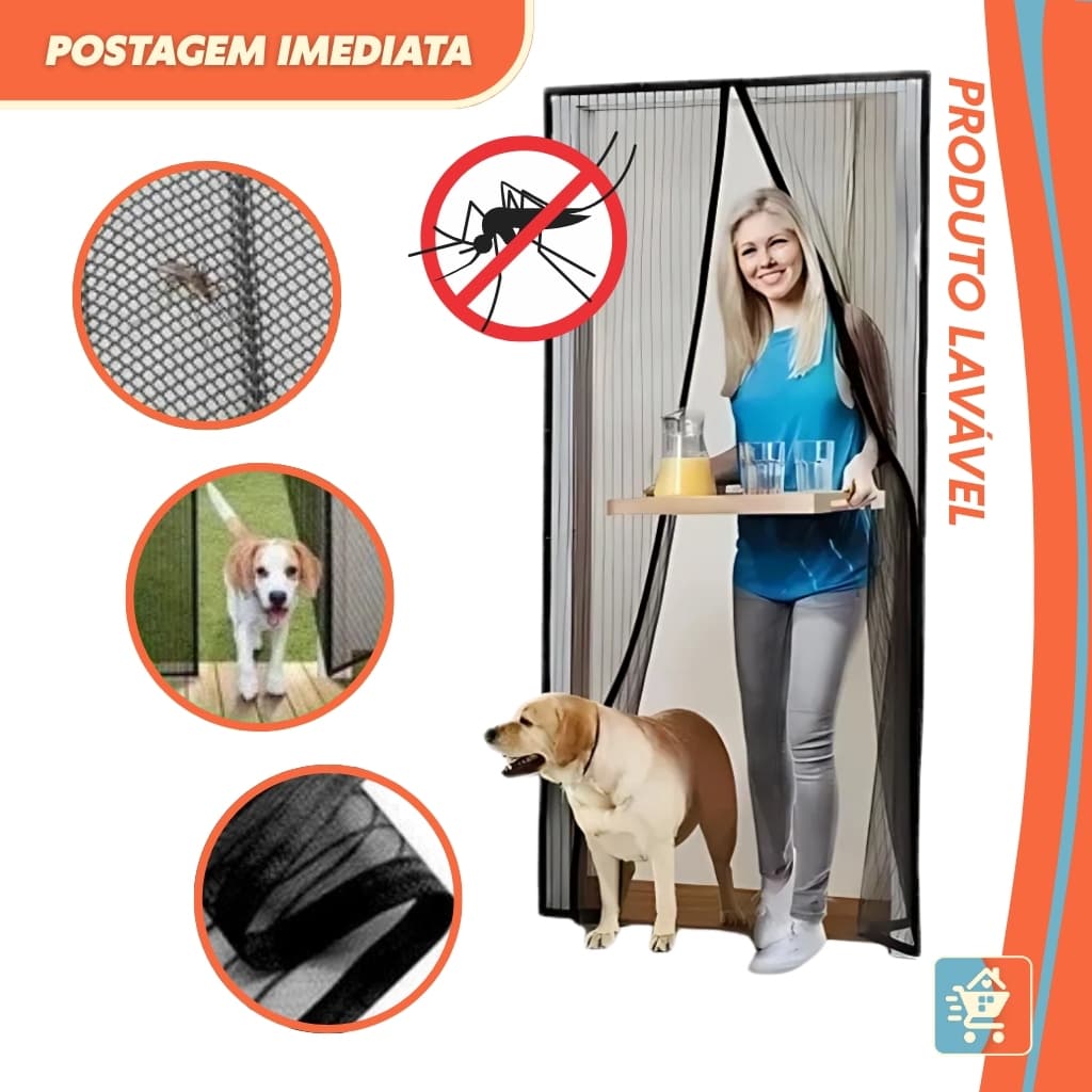 Tela Mosquiteiro Para Porta e Janela Proteção Contra Mosquitos Insetos Com Fecho Magnético