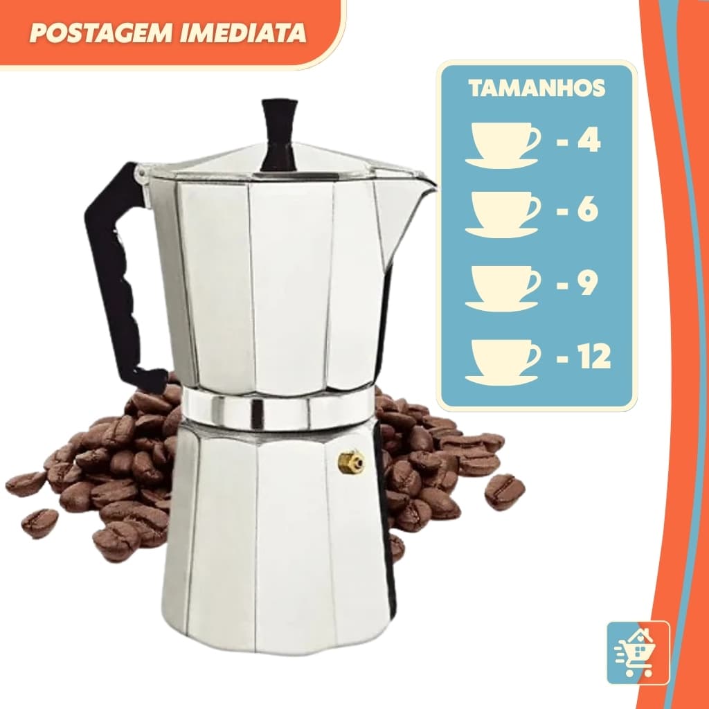 Cafeteira Italiana Moka Alumínio 12 Xícaras – Café Espresso Tradicional