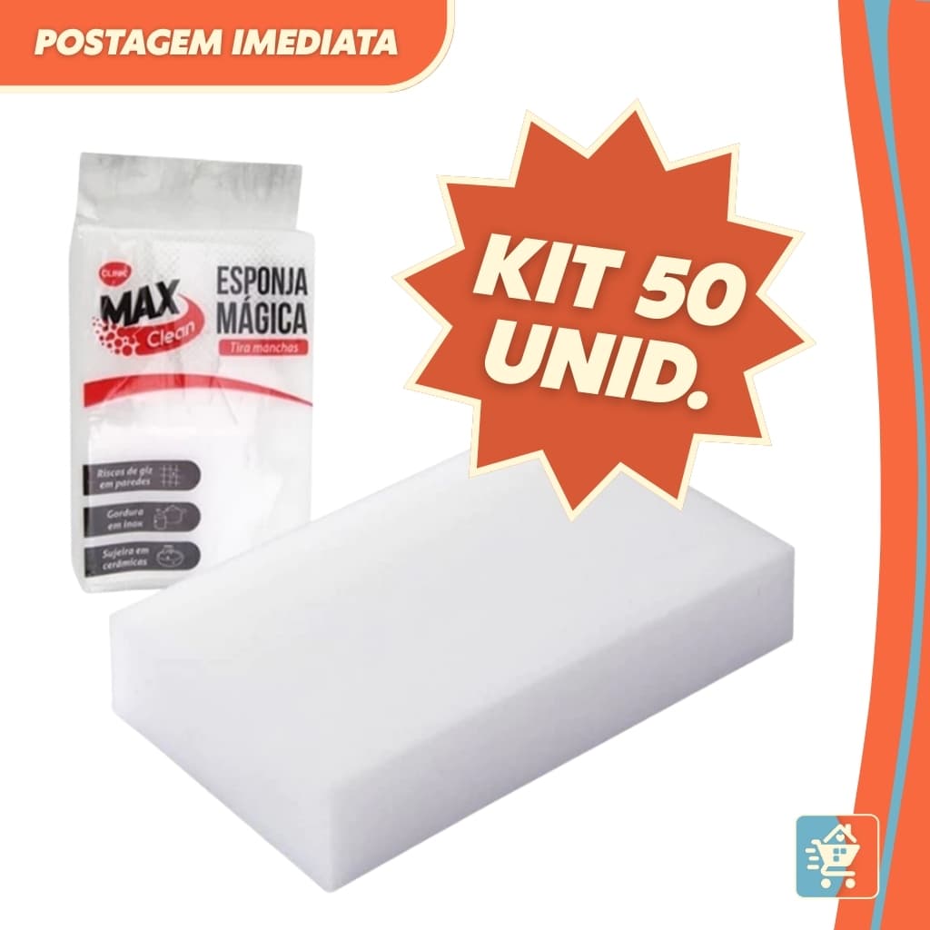 Kit 50 Esponjas Mágica Bucha Melamina Tira Mancha Original Desengordura Limpeza