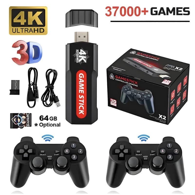 Game Stick 30000 Jogos (Funciona direto na TV) X2 4K Video Game Portatil 64GB Potente Envio imediato