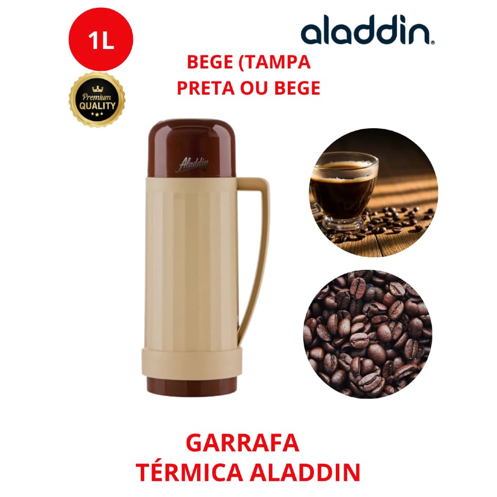 Garrafa Térmica Aladdin 1L Continental Café E Chá (Bege, Branca, Preta ou Verde)