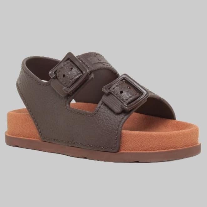 Sandália Menino Baby Slide Percata Couro Lançamento Barato Leve Macio Confortável