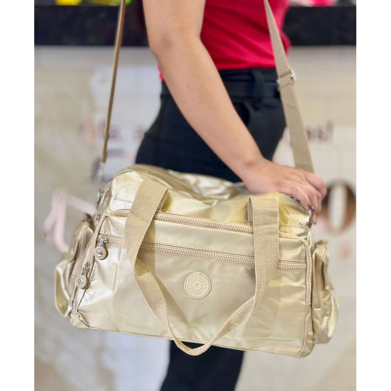 Bolsa Grande Metalizada Academia Transversal Fitness Feminina Mala de Mão Gringa Faculdade Escola Maternidade