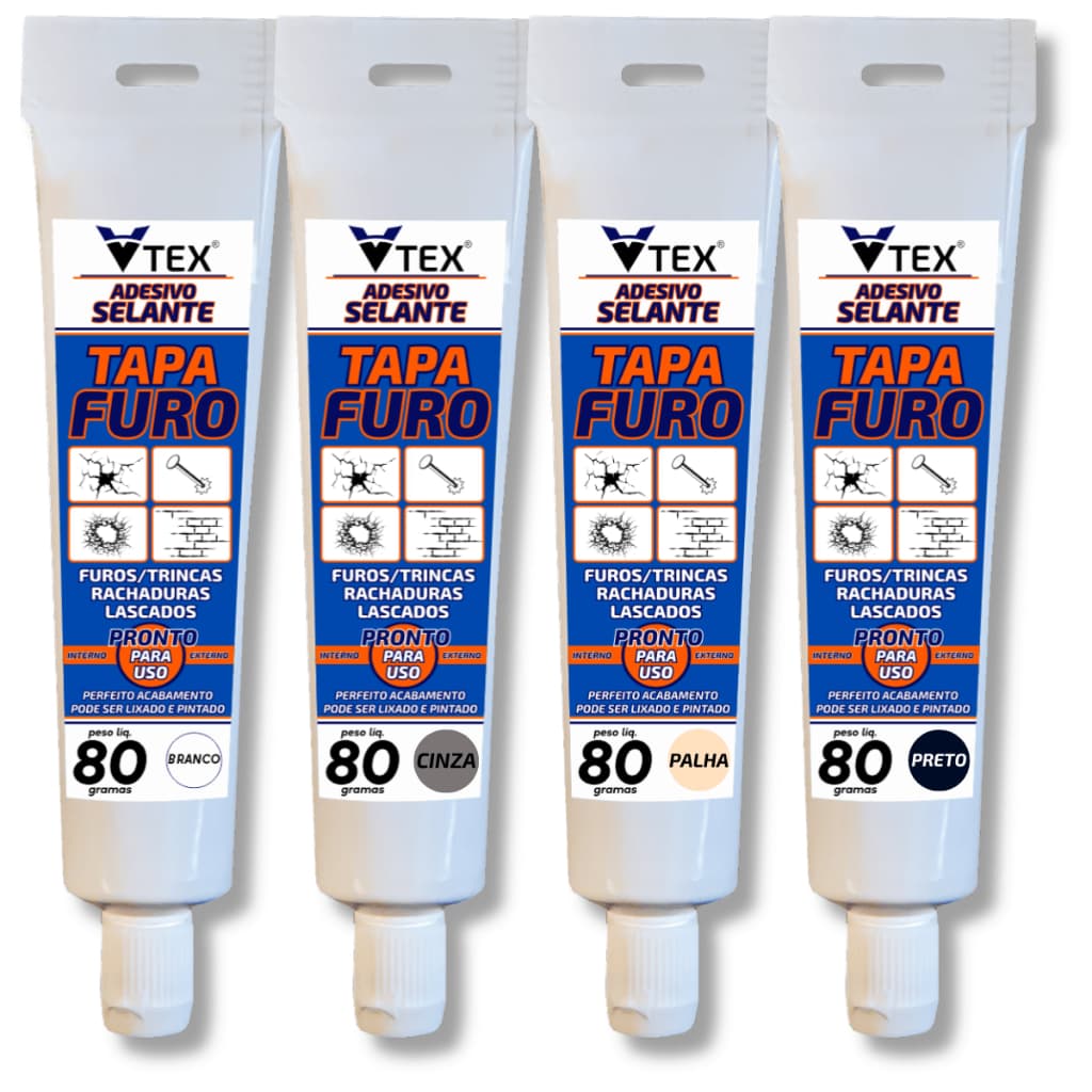 Massa para TAMPAR FURO em Parede com Buraco Trinca Rachadura Fácil e Prático 80GR cores