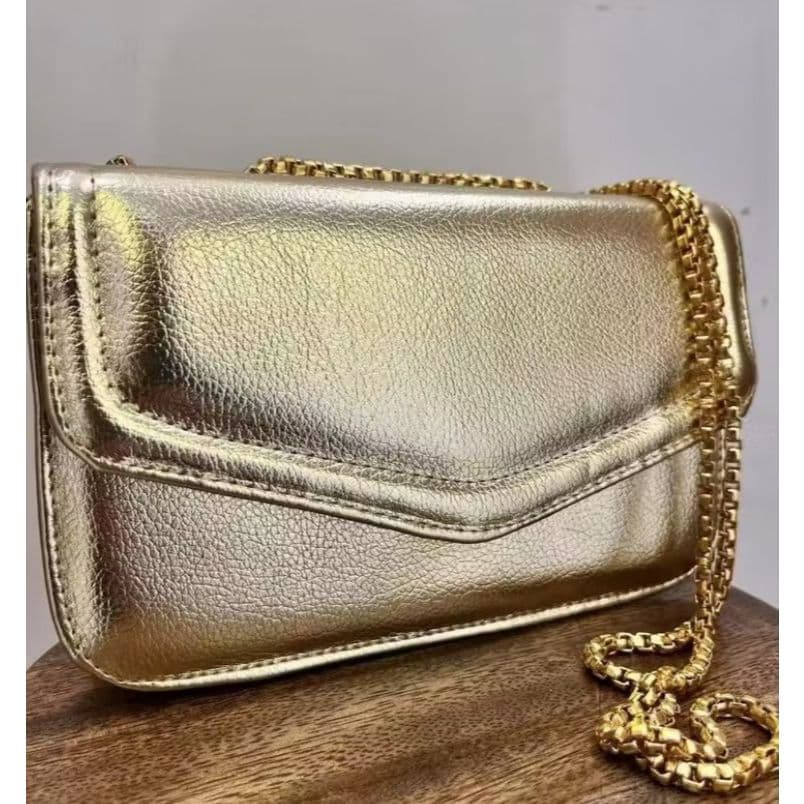 Bolsa Lancamento Mini Bag De Festa Metalizada Espelhada Porta Celular Porta Moeda Com Corrente