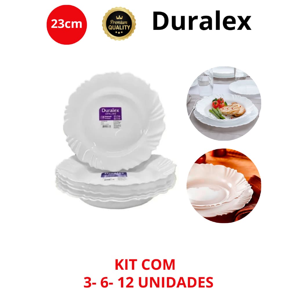 Conjunto Kit 6 Pratos Fundo Pétala em Vidro Duralex Opaline