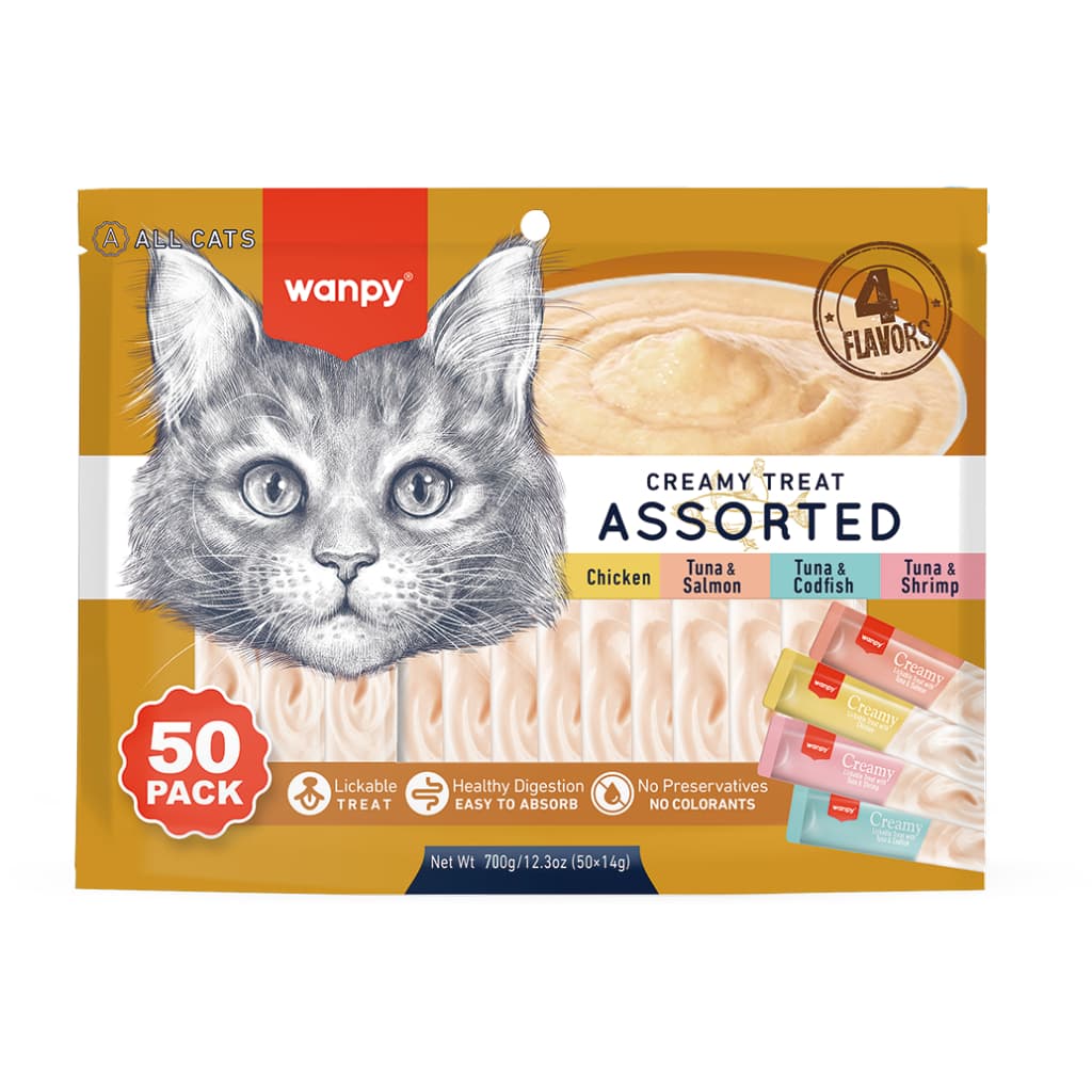 Creamy Wanpy Petisco Cremoso Para Gatos 14gx50 Tubos 700g Sabor Sortidos Truly