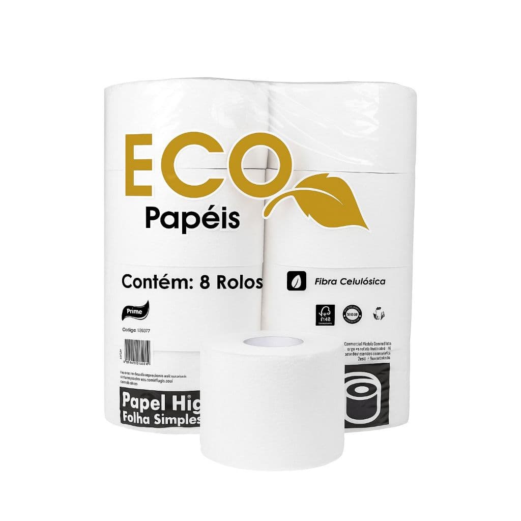Papel Higiênico Rolão Eco 100% Celulose 8 Rolos
