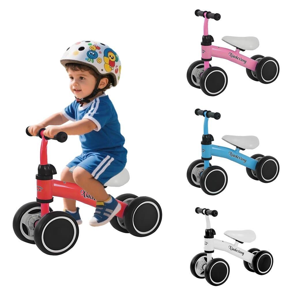 Bicicleta de Equilíbrio Ajustável 4 Rodas - Sem Pedais, Ideal para Crianças 1-3 Anos P14