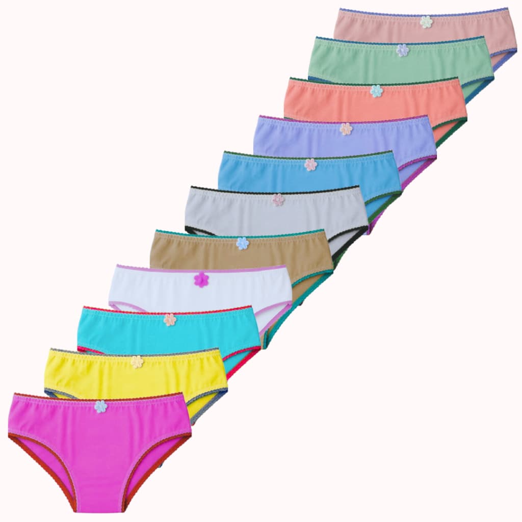 Kit 10 Calcinha Infantil De 01 a 12 Anos 100% Algodão De Menina Criança