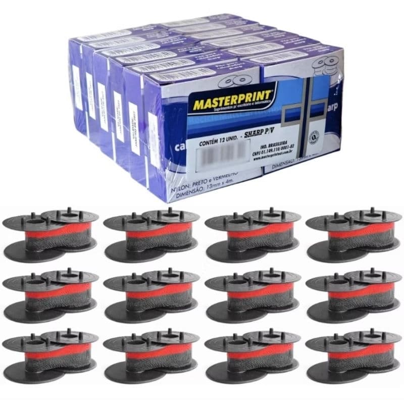 12 Fitas Máquina De Calcular Preto/vermelho Máquinas Sharp Facit General Teknica Elgin MB-7142 Olivetti Logos 802B