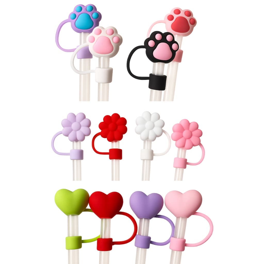 Tampa de Canudo 10mm Diversos Modelos para Copo 1200ml em Silicone Diversas Cores