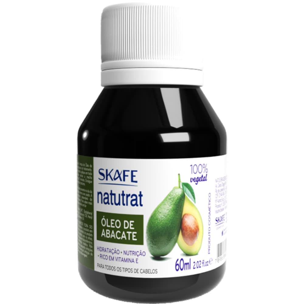 Óleo de Abacate Capilar 60ml Natutrat Skafe – 100% Vegetal, Umectação, Hidratação e Reparação