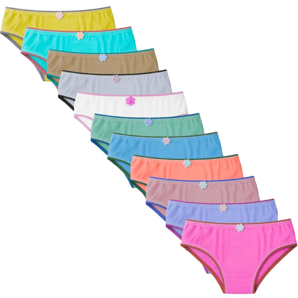 Kit 10 Calcinha Infantil De 01 a 12 Anos 100% Algodão