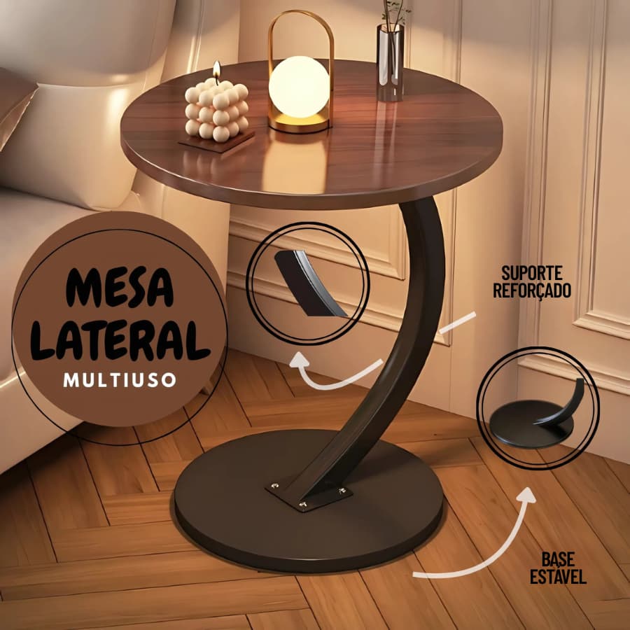 Mesa Lateral Multiuso para Sala, Quarto ou Escritório – Compacta e Funcional
