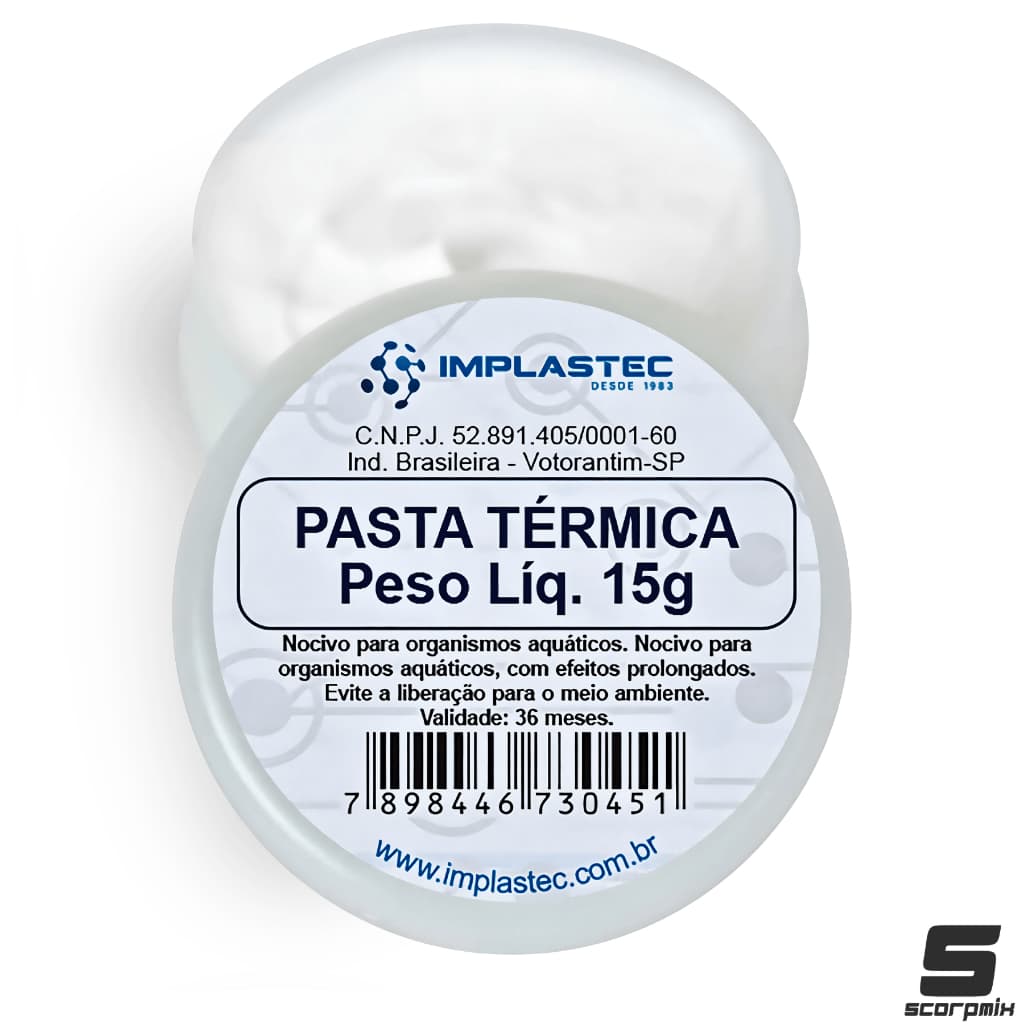 Pasta Térmica de Silicone 15g Implastec Uso Geral Processador CPU Termopares Termoresistências