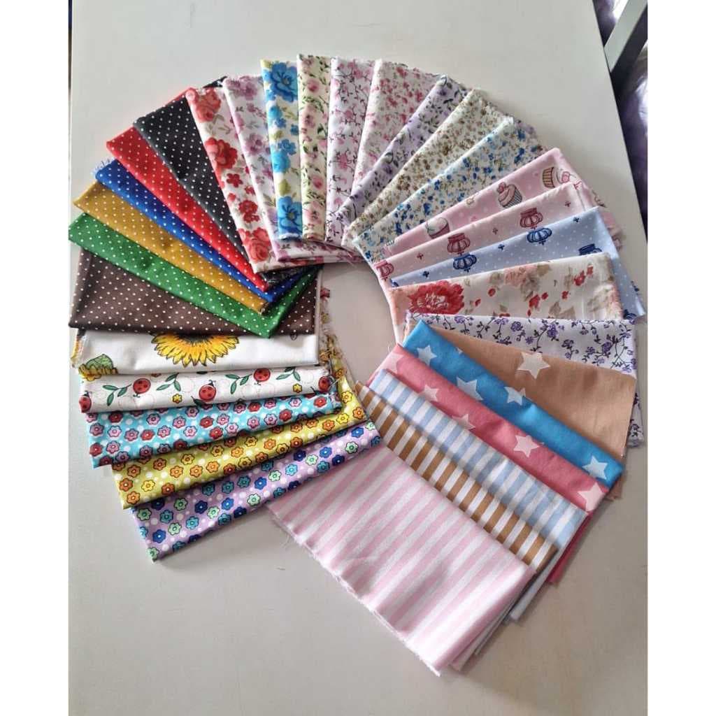 Tricoline 100% Algodão Estampado, 10 Cortes De 20cm x 75cm