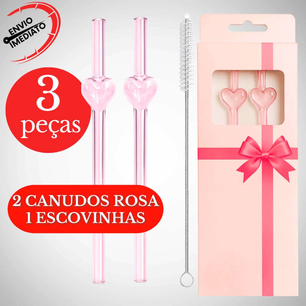 Kit 8 Canudo de Vidro 2 Escova para Limpeza Ecológico Drinks Festa Restaurante Bar Barman Bartender