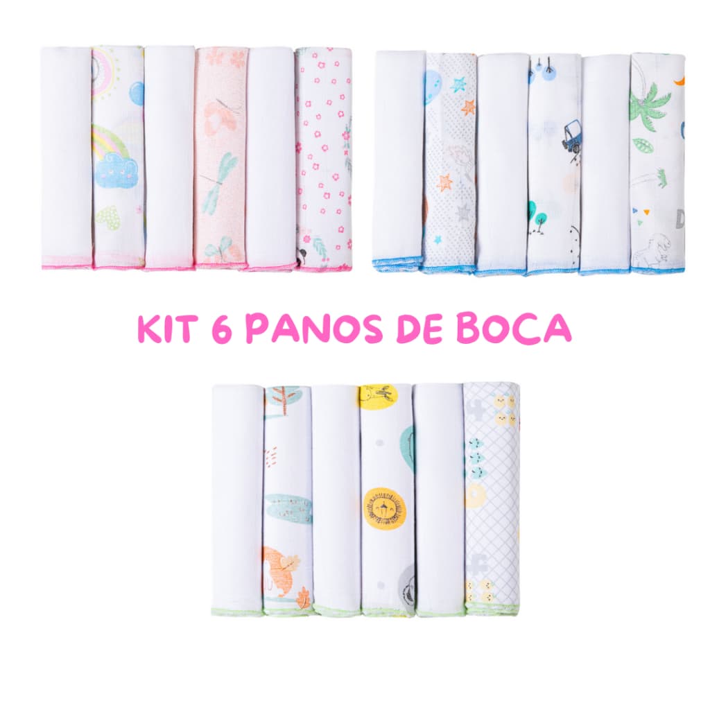KIT 6, 12 ou 18 Paninho de Boca Bebê algodão
