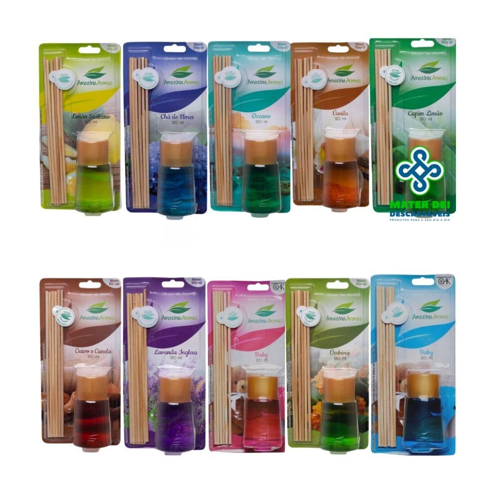 Difusor de Aromas Ambiente 120ml Blister Aromatizador de Ambiente com Varetas Perfume Casa Home