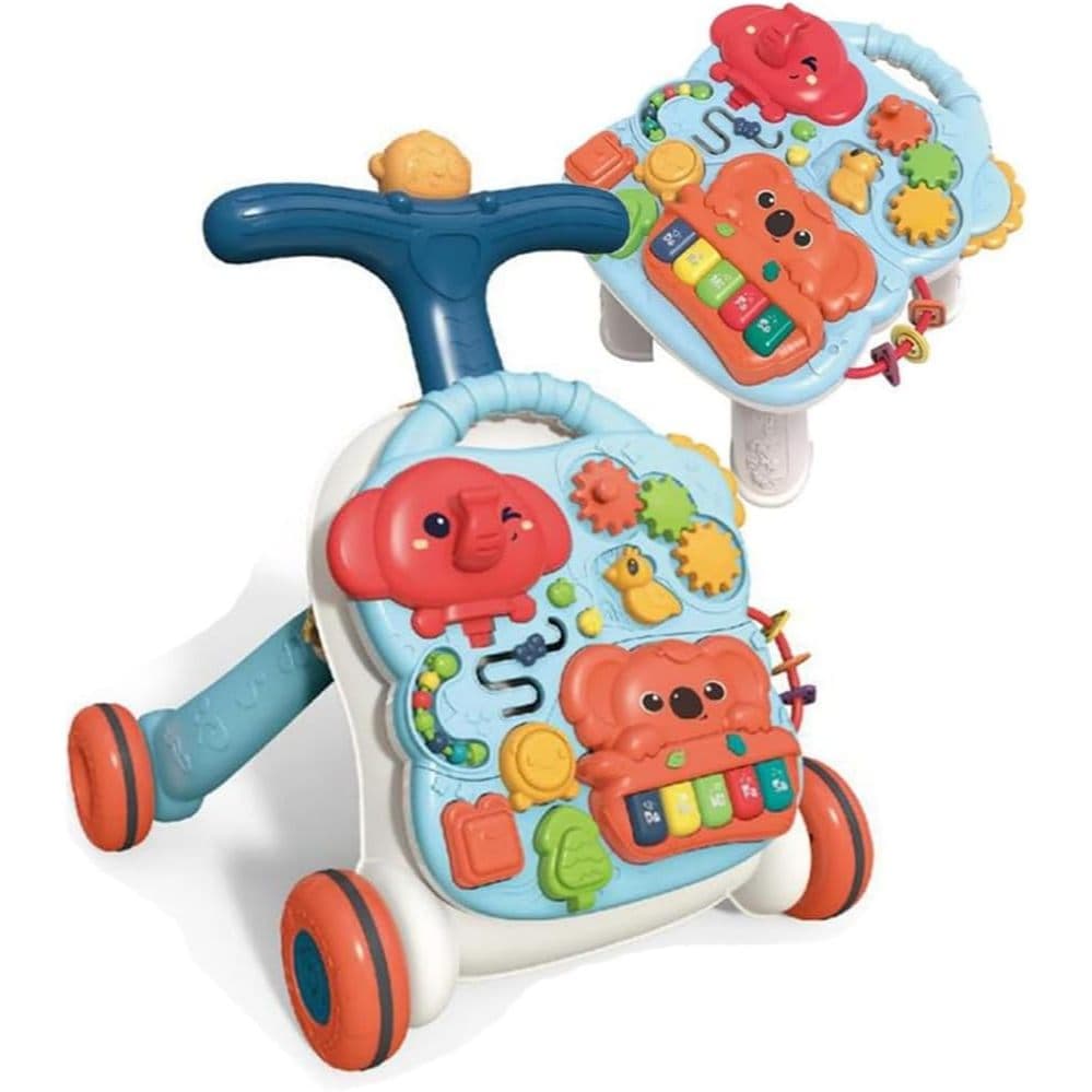 Andador Infantil Que Vira Mesinha 2 Em 1 Brinquedo Didatico Bebe Bichos Azul Multmaxx