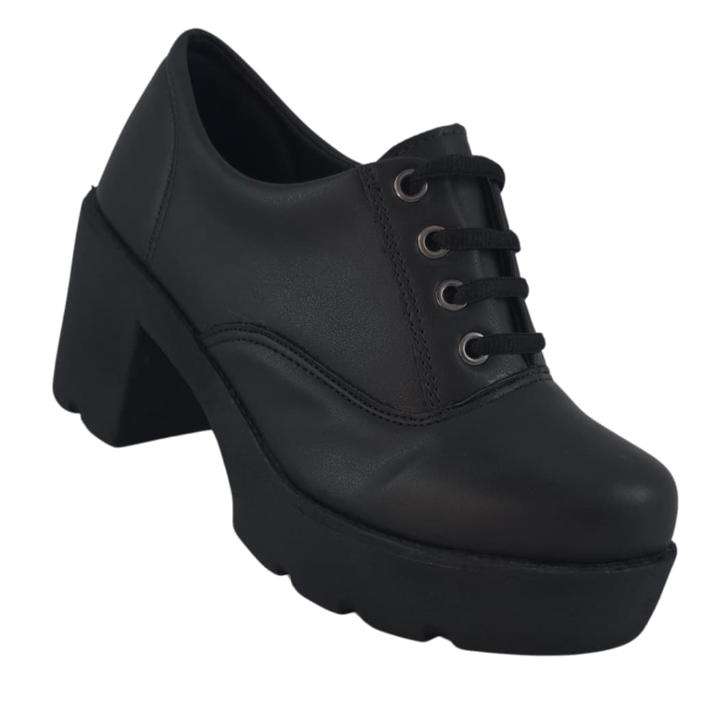 Mocassim Feminino Plataforma Salto médio Confortável Solado Sola Tratorado Sapato Mocasim Oxford