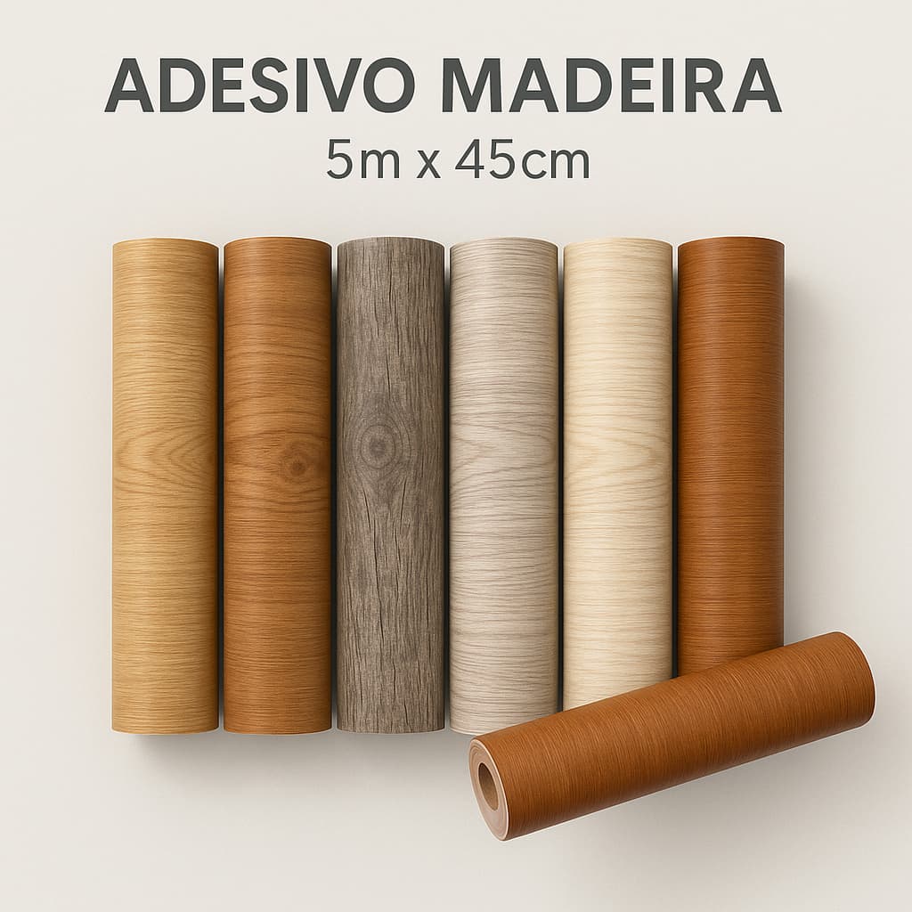 Papel de Parede Adesivo 5 metros x 45 centímetros = 2,25m² Madeira e Madeira Ripada