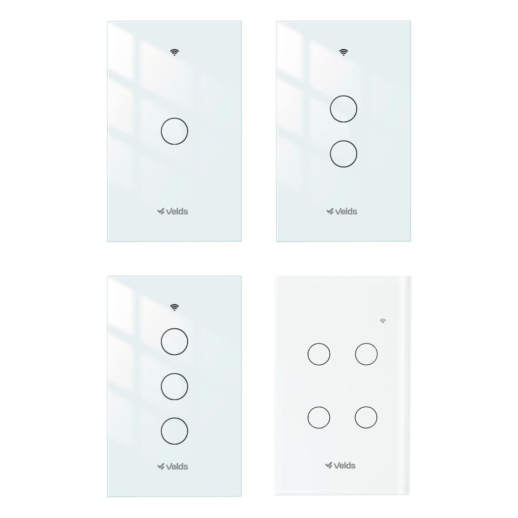 Interruptor Inteligente Wi-Fi Velds 1/2/3/4 Botões Touch, Controle por App, Alexa, Tuya, 4x2 Bivolt