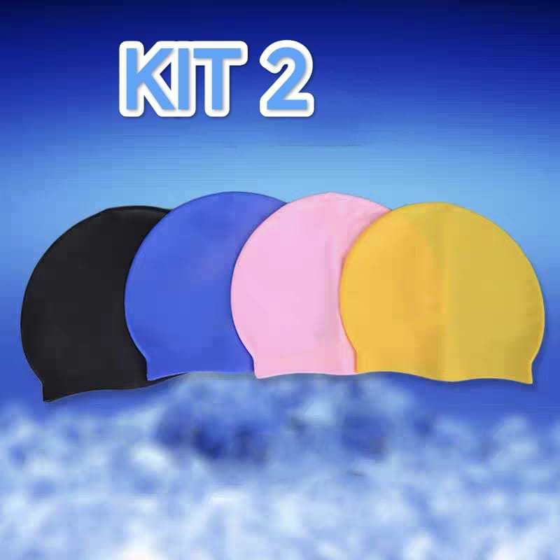 Kit 1/2 Touca De Silicone Para Natação Jovens e Adultos Cores Varios