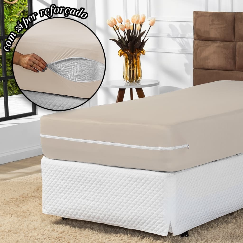 Capa Para Colchão Malha Gel Solteiro Com Zíper Cores Lisas