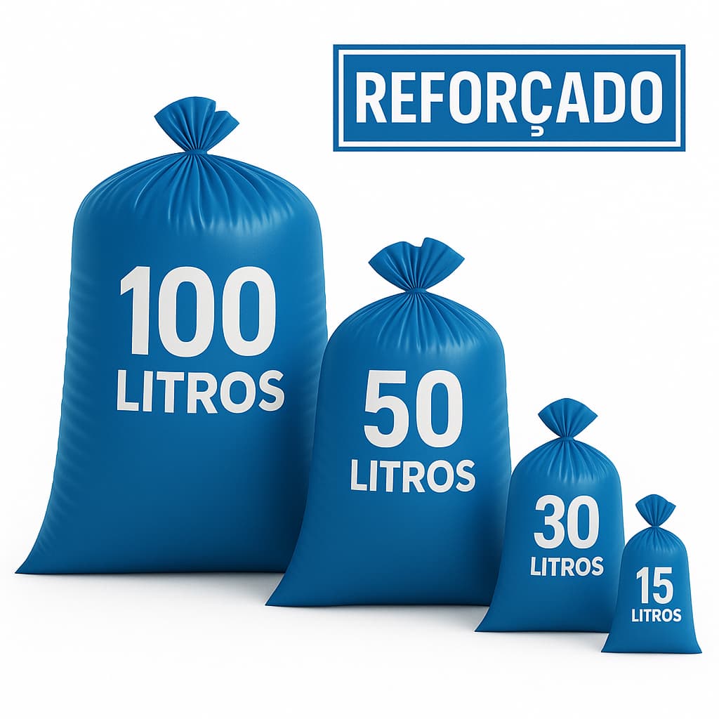 Sacos De Lixo Azul Resistente Reforçado Uso Pesado Embalar ( 100L / 50L / 30L / 15L )