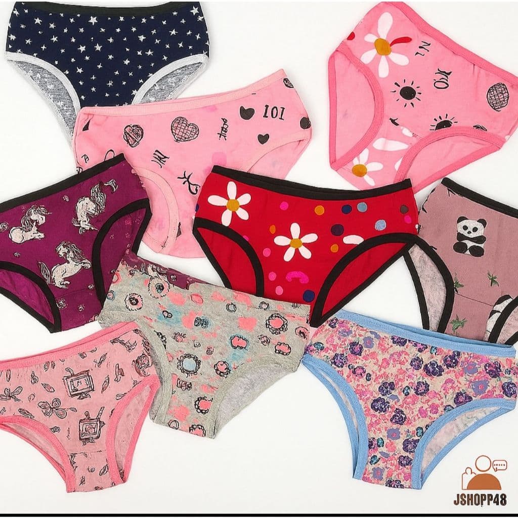 Calcinha Infantil Algodão Estampada 10 ou 5 unidades