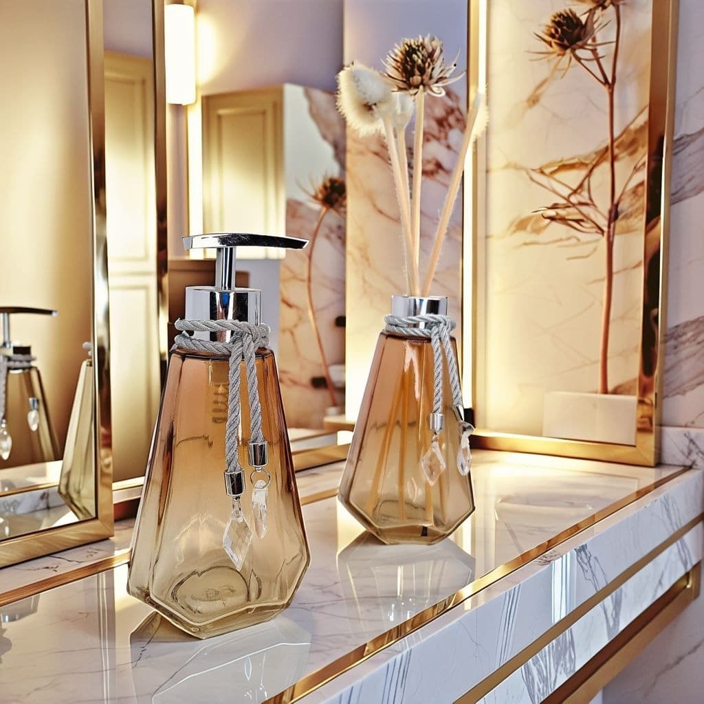 Kit Lavabo Vidro Kit Completo 300 ML Luxo Com Bandeja Promoção Decorativo Escritorio Casa Nova