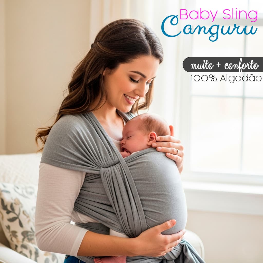 Baby Sling Canguru - Faixa Ergonômica para Carregar Bebê | 100% Algodão | Recém-Nascido a 2 Anos