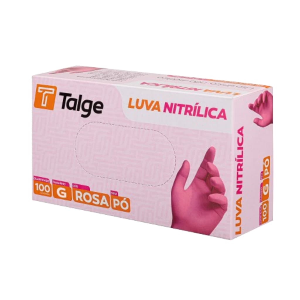 Luva Nitrílica Sem Pó Rosa Bebê P M G 100 Unidades